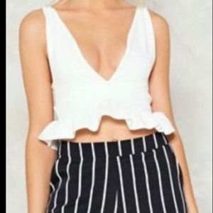 Nasty Gal Plunging Peplum Crop Top